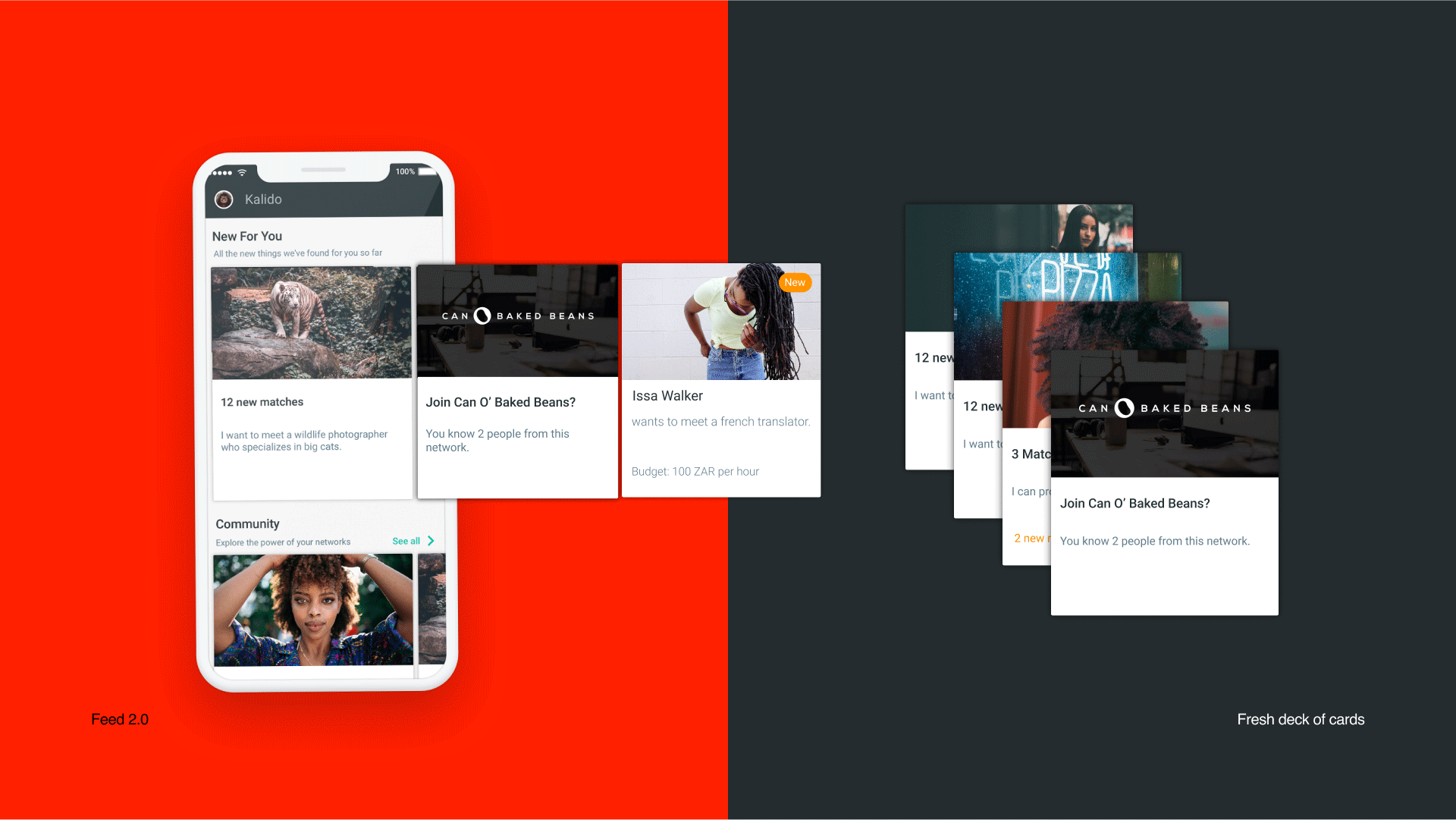 Split image: Left Kalido Feed 2.0 Design by Mohit Sooka and Left - Fresh Deck of Home Cards designed by Mohit Sooka